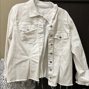 Maurices white distressed Denim Jacket